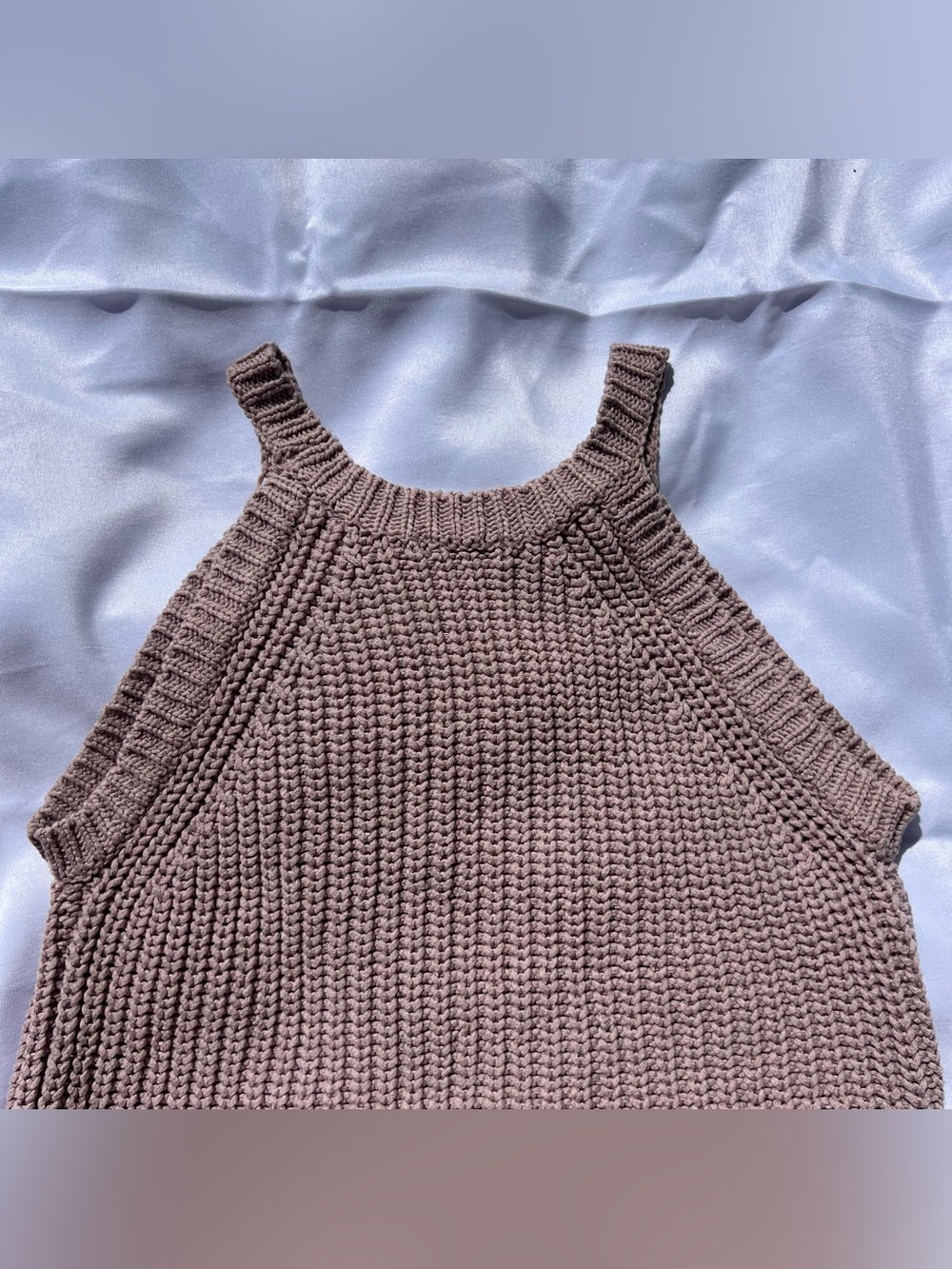 Vintage Y2K Charlotte Russe Crocheted Crop Tank/Sweater - Taupe - Picture 8 of 8
